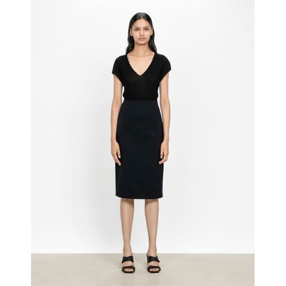 Veronika Maine Black‎ Crepe Knee Length Pencil Skirt S